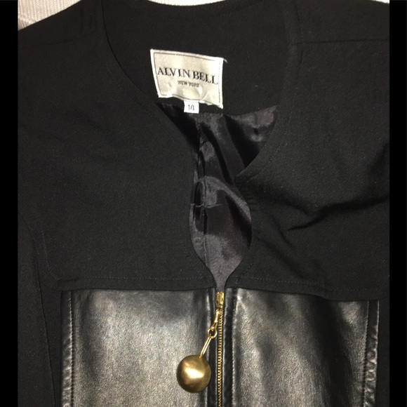 Black leather paneled blazer - Picture 5 of 5